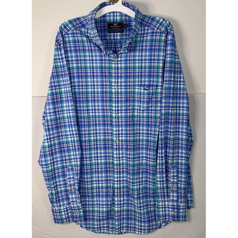 Vineyard Vines Performance Mens M Blue & Multicolor Classic Fit Tucker Shirt‎ - Picture 3 of 6